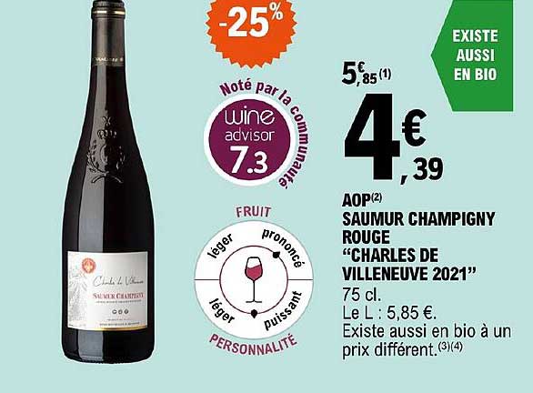 aop saumur champigny rouge charles de villeneuve 2021 -25%