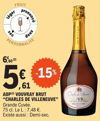aop vouvray brut "charles de villeneuve"