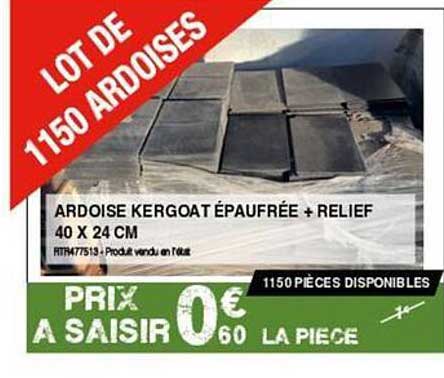 ardoise kergoat épaufrée  + relief 40 x 24 cm