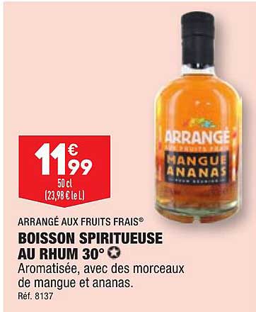 arrangé aux fruits frais boisson spiritueuse au rhum 30°