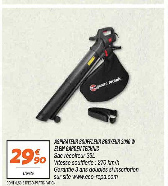 aspirateur souffleur broyeur 3000 w elem garden technic