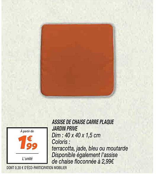 assise de chaise carré plaque jardin privé