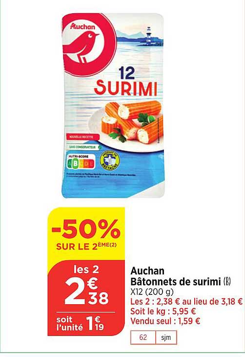Auchan Bâtonnets De Surimi