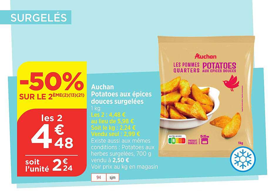 auchan potatoes aux épices douces surgelées