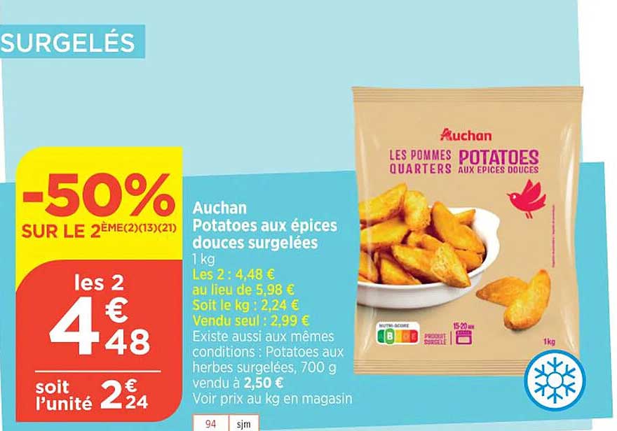 auchan potatoes aux épices douces surgelés