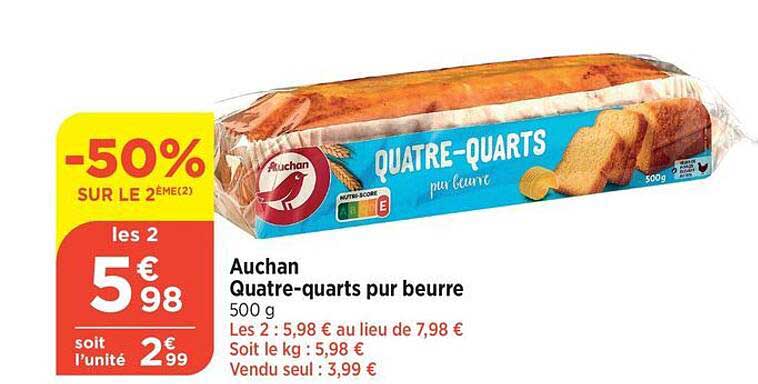 auchan quatre-quarts pur beurre