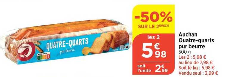 auchan quatre-quarts pur beurre