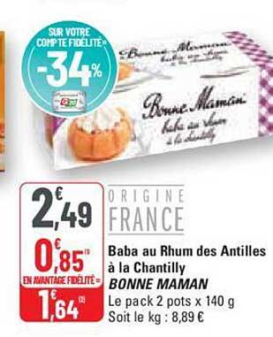 baba au rhum des antilles à la chantilly bonne maman