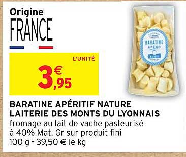 baratine apéritif nature laiterie des monts du lyonnais