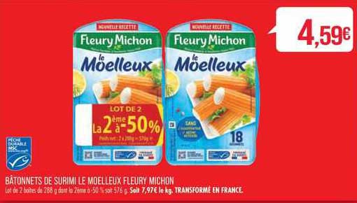 bâtonnets de surimi le moelleux fleury michon