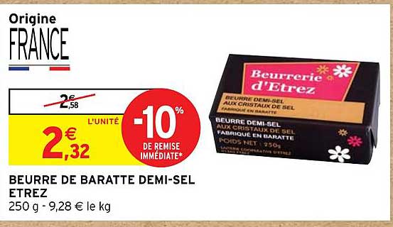 beurre de baratte demi-sel etrex