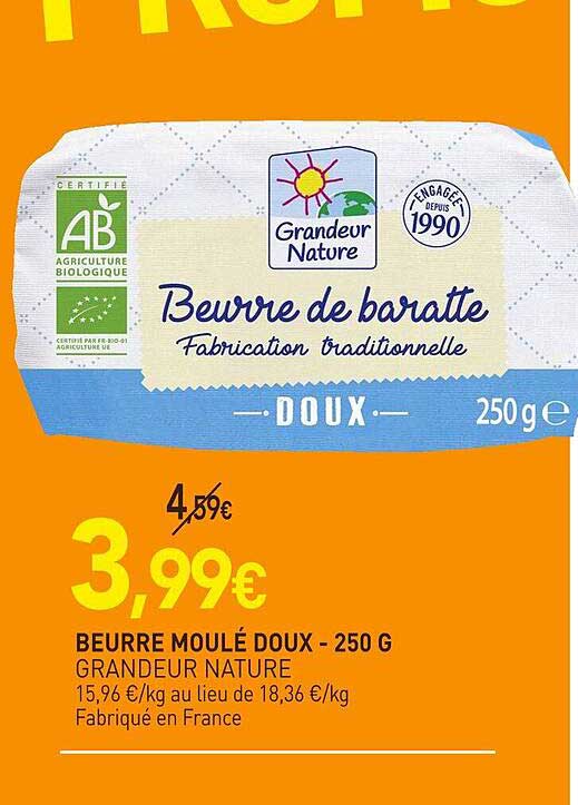 beurre moulé doux grandeur nature