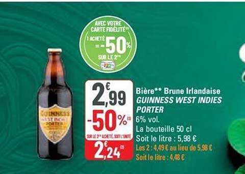 Bière Brune Irlandaise Guinness West Indies Porter