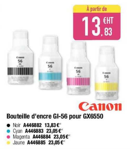 bouteilles d'encre gi-56 pour gx6550 canon