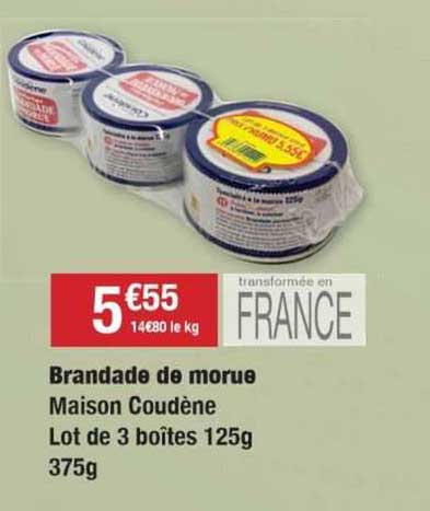 Brandade De Morue Maison Coudène Lot De 3 Boîtes 125 G