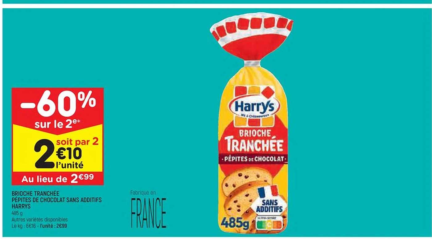 Brioche Tranchée Pépites De Chocolat Sans Additifs Harrys