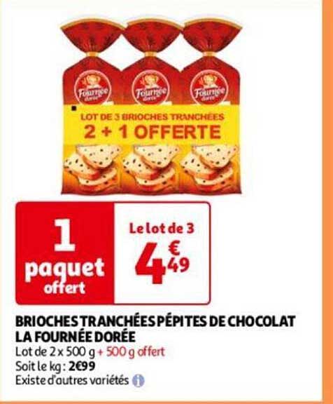 brioches tranchées pépites de chocolat la fournée dorée