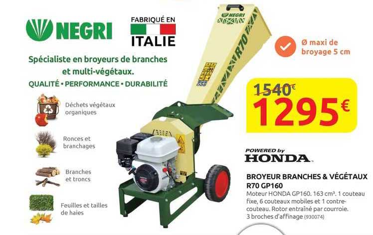 broyeur branches & végétaux r70 gp160 honda
