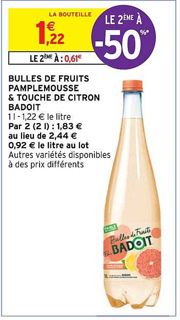 Bulles De Fruits Pamplemousse & Touche De Citron Badoit