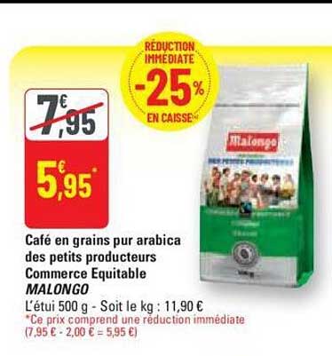 café en grains pur arabica des petits producteurs commerce équitable malongo