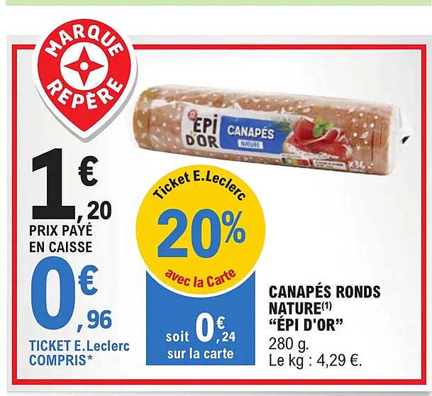 canapés ronds nature "épi d'or"