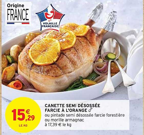 canette semi désossée farcie à l'orange