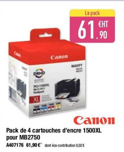 canon pack de 4 cartouches d'encre 1500xl pour mb2750