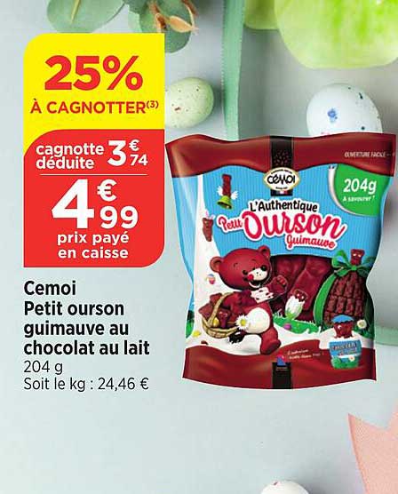 Cemoi Petit Ourson Guimauve Au Chocolat Au Lait