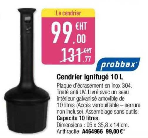 cendrier ignifugé 10 l probbax