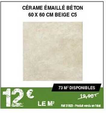 cérame émaillé béton 60 x 60 cm beige c5