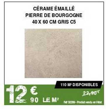 cérame émaillé pierre de bourgogne 40 x 60 cm gris c5