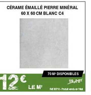 cérame émaillé pierre minéral 60 x 60 cm blanc c4