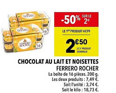 Chocolat Au Lait Et Noisettes Ferrero Rocher