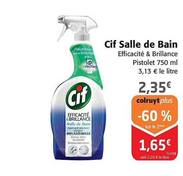 cif salle de bain efficacité & brillance pistolet 750 ml