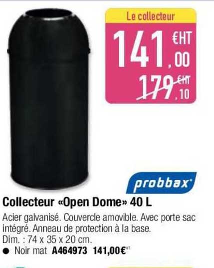 collecteur «open dome» 40 l probbax