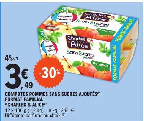 compotes pommes sans sucres ajoutés format familial "charles & alice"