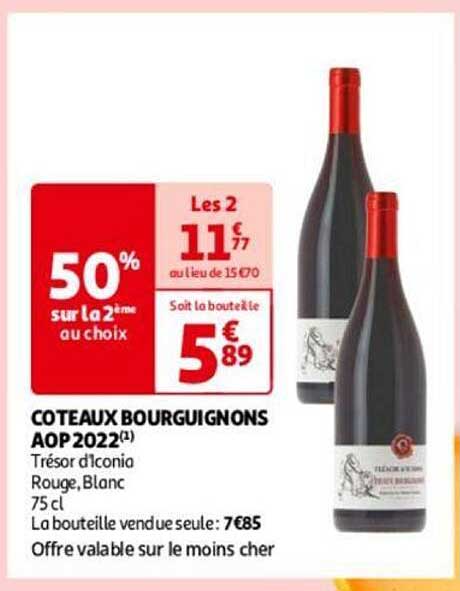 côteaux bourguignons aop 2022 trésor d'iconia rouge, blanc