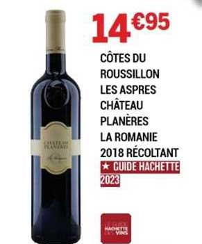 côtes du roussillon les aspres château planères la romanie 2018 récoltant