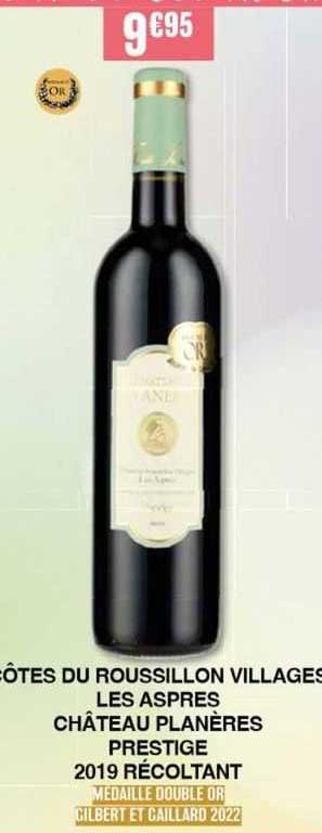 côtes du roussillon villages les aspres château planères prestige 2019 récoltant