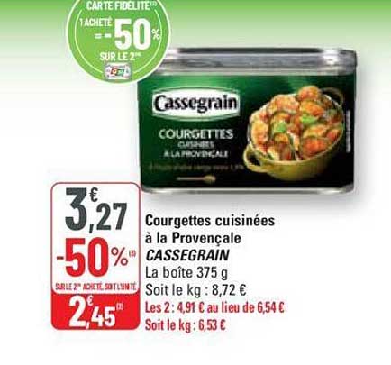 Courgettes Cuisinées à La Provençale Cassegrain