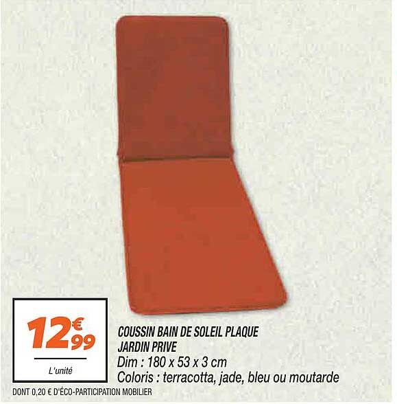coussin bain de soleil plaque jardin privé