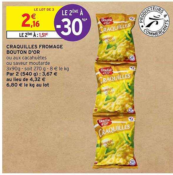 Craquilles Fromage Bouton D'or Le 2ème à -30%