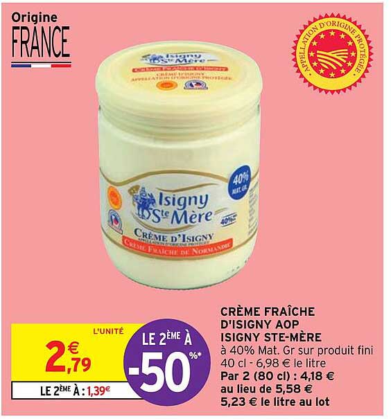 crème fraîche d'isigny aop isigny ste-mère