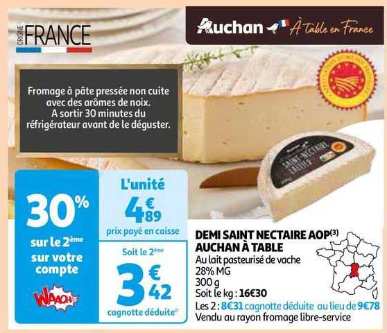 demi saint nectaire aop auchan à table