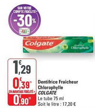 Dentifrice Fraîcheur Chlorophylle Colgate