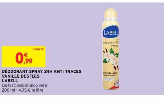 déodorant spray 24h anti traces vanille des îles labell