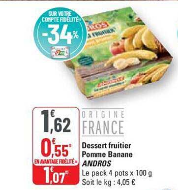 Dessert Fruitier Pomme Banane Andros