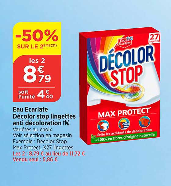 eau écarlate décolor stop lingettes anti décoloration