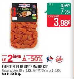 émincé filet de dinde maître coq