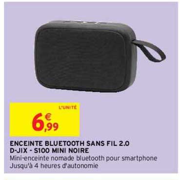 enceinte bluetooth sans fil 2.0 d-jix - s100 mini noire